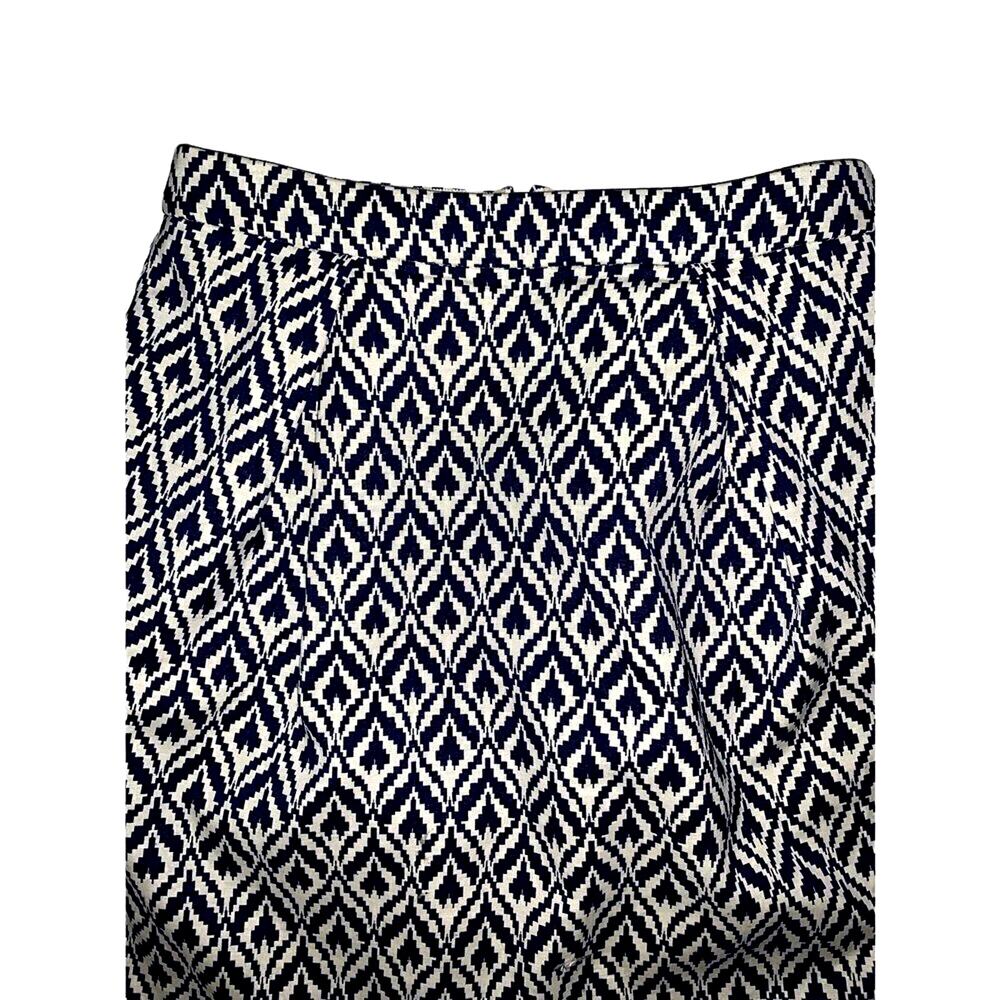 J.Crew blue & cream patterned a-line pocketed skirt 0‎ - Picture 2 of 5